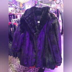 Luxurious Black Faux Fur Coat